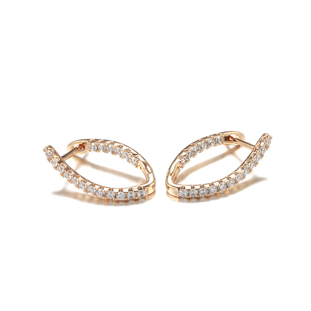 585 Clip Earrings Curve Long Drop Inside Inlay Zircon Earring Fine Hanging Ear Hoops Wedding Engagement Jewelry