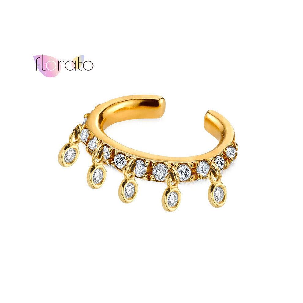 925 Sterling Silver Rainbow Clip Ear Cuffs Multicolor Cuffs for Women Crystal Zircon CZ Rock Punk No Piercing Clips Jewelry