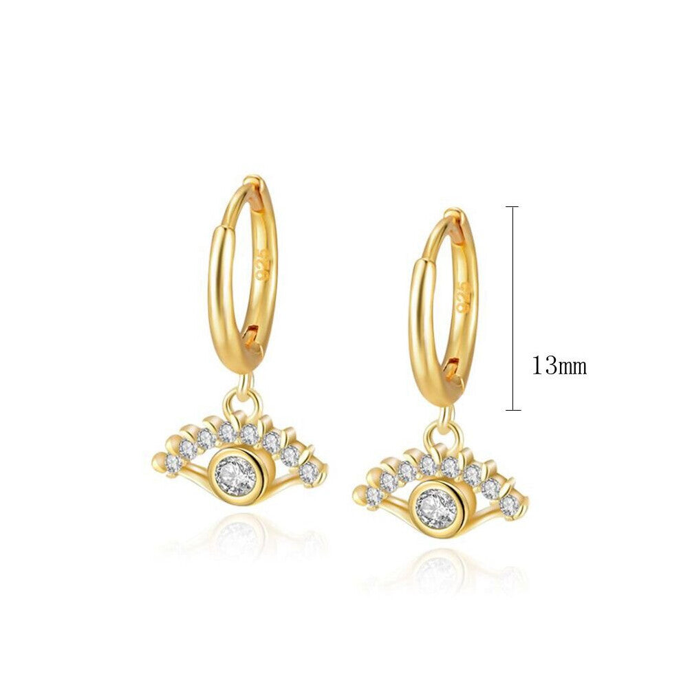 925 Sterling Silver Ear Buckle Crystal Evil Eye Hoops Earrings for Women Geometric Cross Multiple Styles Metal Pendant Earring