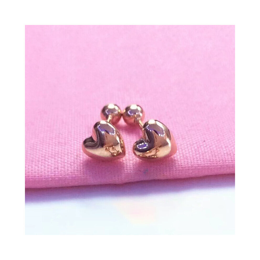 585 Purple Plated 14K Rose Glossy Heart Earrings Women's Classic Small Jewelry for girlfriend