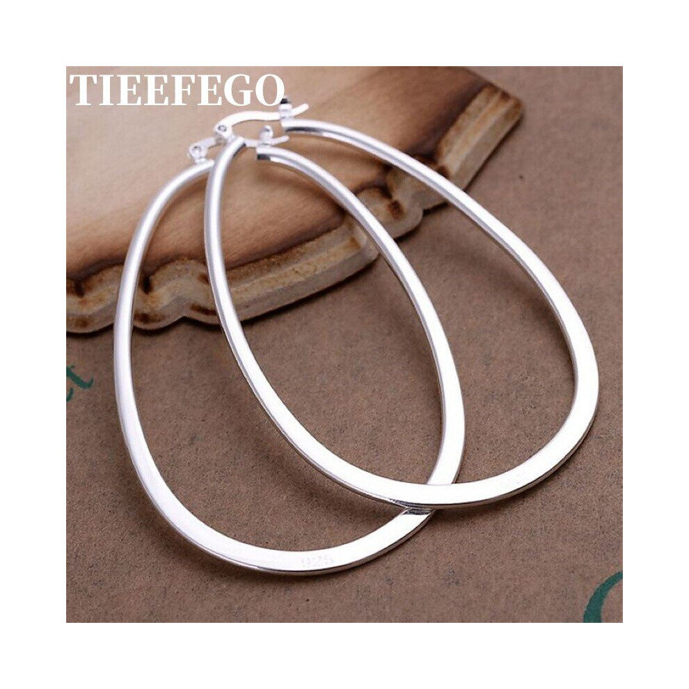 925 Silver Earring Noble Women Big Earring Jewelry Lady Wedding Hoops