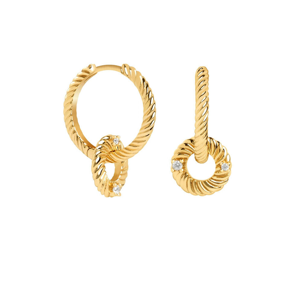 18k Silver Plated Twisted Circle All-match Hoop Earrings Big Hoops For Women Crystal Circle Earring Loop Jewelry