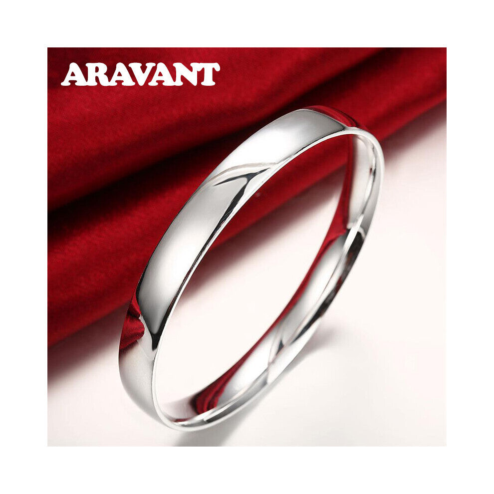 925 Silver 10MM Smooth Bracelet&Bangle For Men Women Jewelry