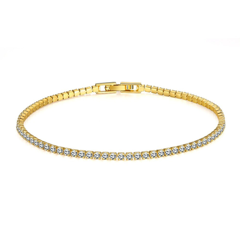 Three Rows Tennis Full Drills 2MM 925 Silver on hand Bracelet Bangle For Women Jewelry S5439