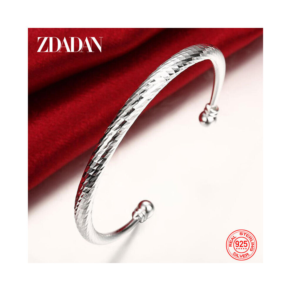 925 Sterling Silver Open Cuff Bracelet&Bangles For Women Jewelry Party