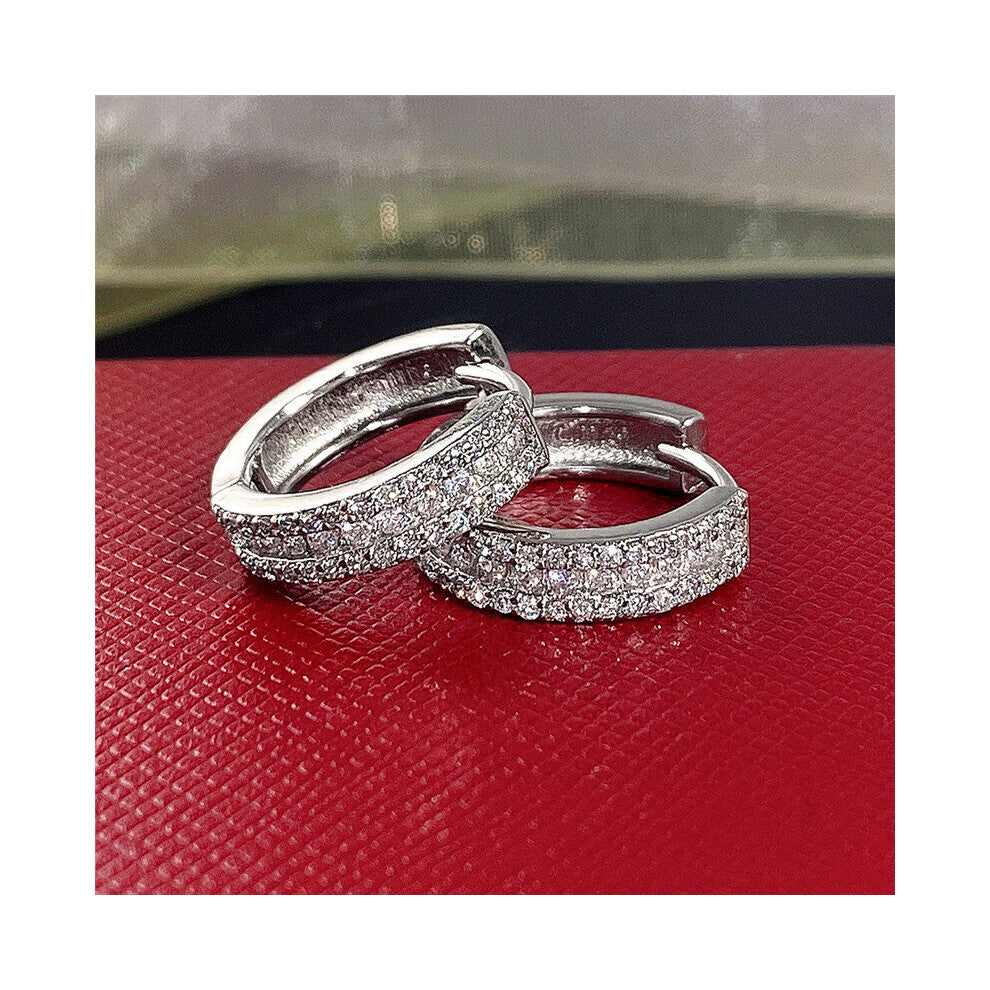 Cubic Zircon Small Hoop Earrings 925 Silver Needle Minimal Round Circle Hoops Earrings For Women Man Party Jewelry