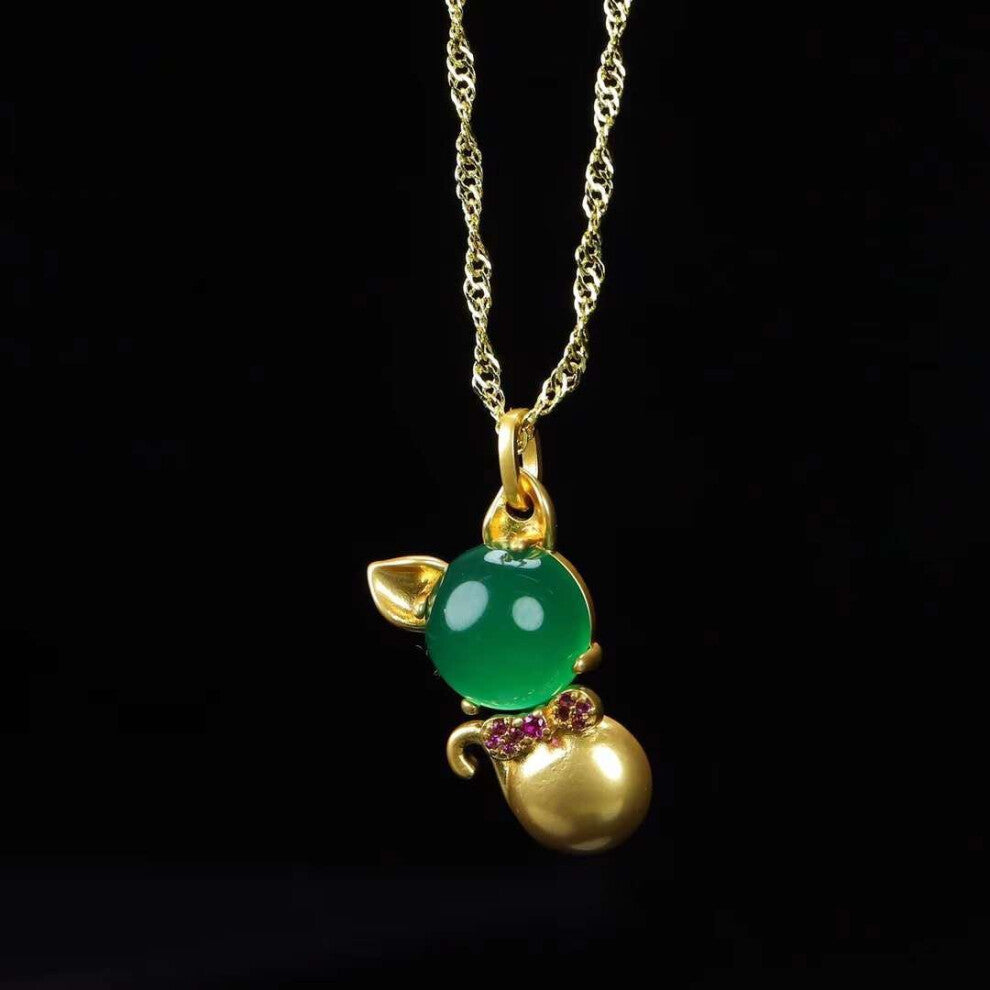 Hot Selling Natural Hand-carved Jade Inlay Color24kNecklace Pendant Jewelry Men Women Luck