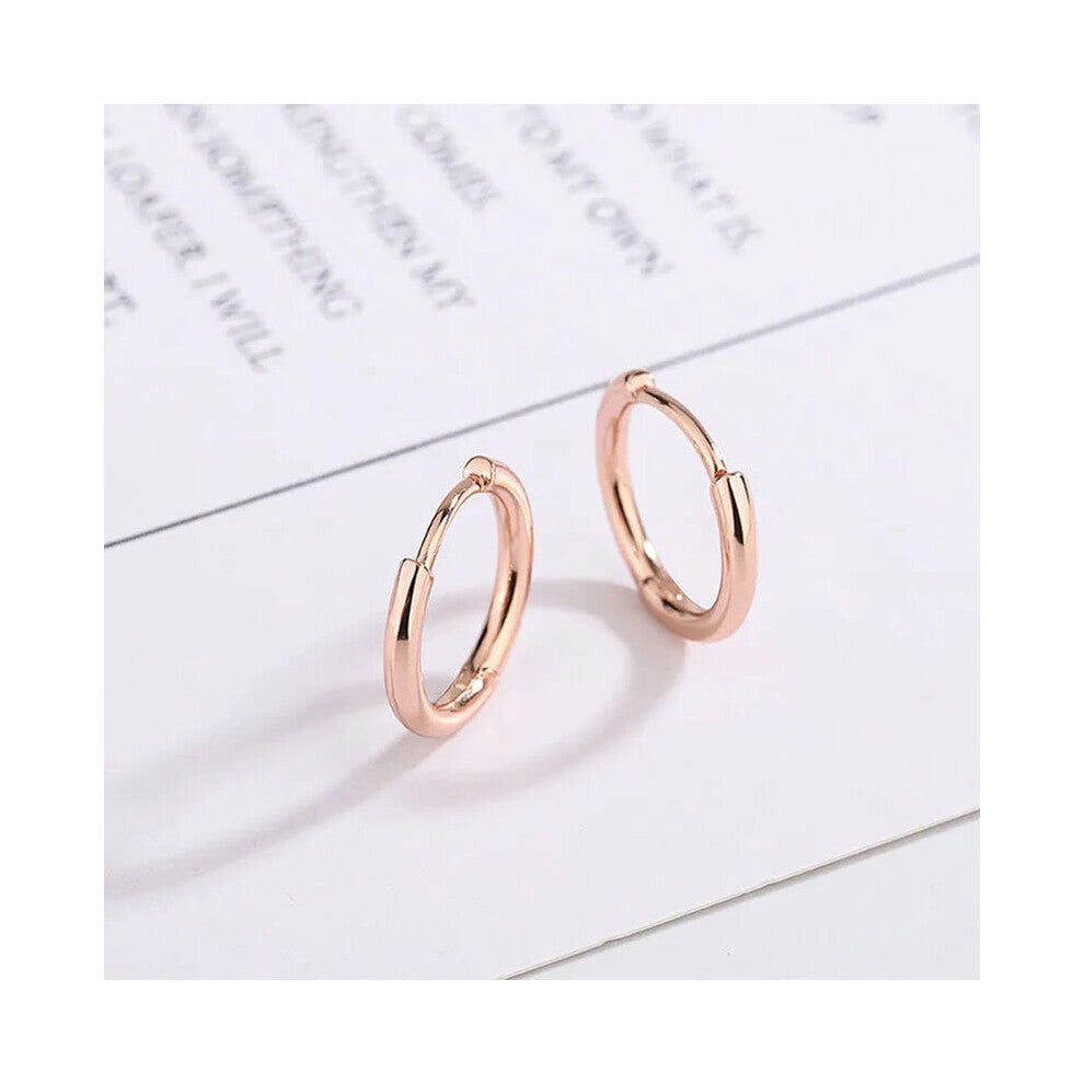585 purple plated 14K rose glossy hoop earrings for women minimalist party jewelry for girlfriend