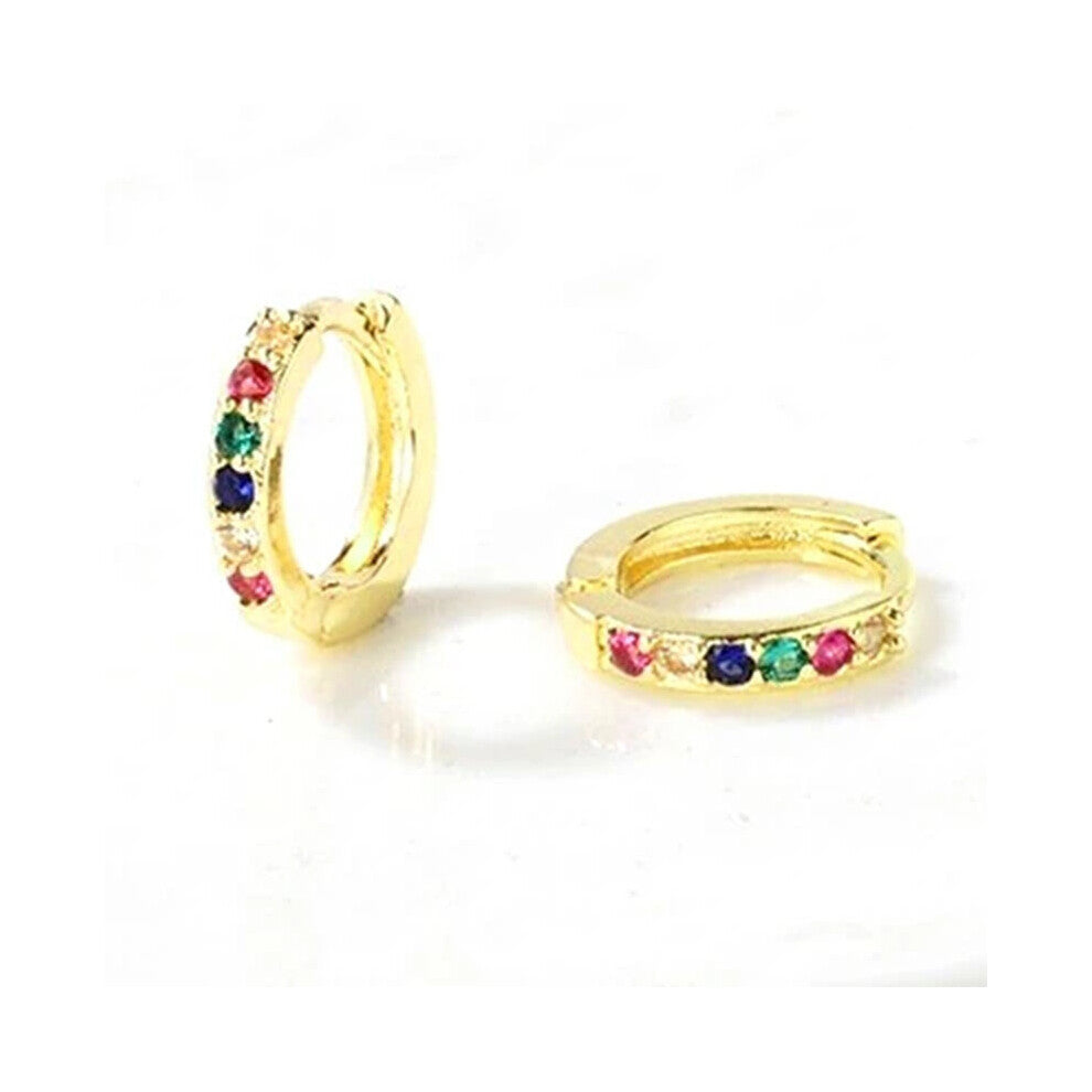 925 Sterling Silver Ear Buckle Earrings For Women Colorful Crystal Small Hoop Earrings Girl Ear Hoops Huggie Earrings Jewelry