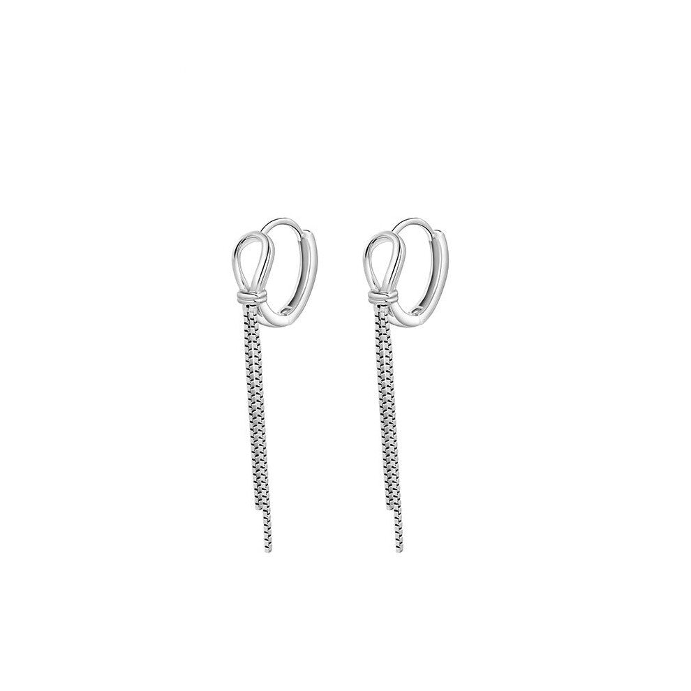 Starmoon Minimalist 925 Sterling Silver Box Chain Tassel Hoops Earrings For Women Wedding Jewelry Gift