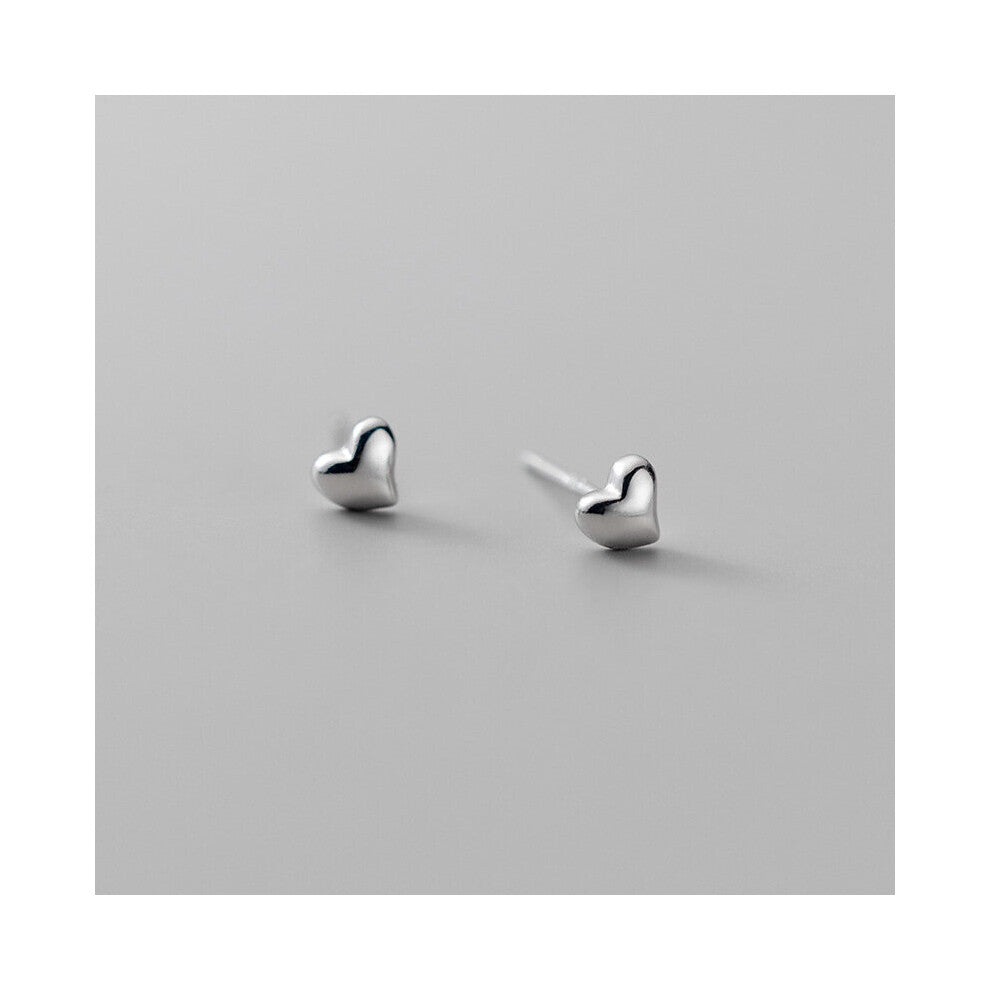 Glossy Heart Womens Earrings Silver 925 Ear Piercing Small 925 Silver Earrings For Women Silver Stud Earrings Girls