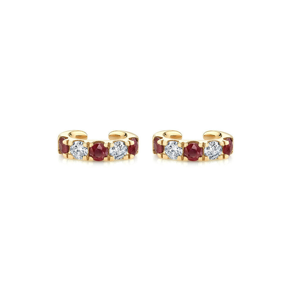Plated Ear Cuffs Clip Earrings for Women Colourful Zircon Stud Earrings Jewelry