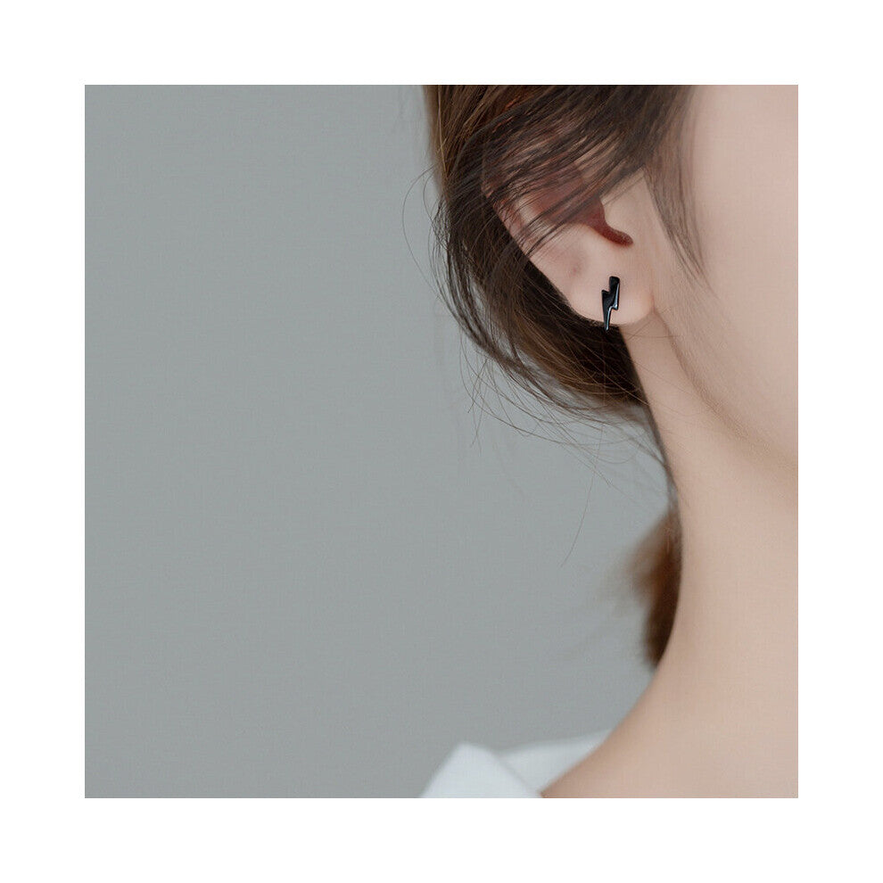 Real 925 Sterling Silver Fashionable Glossy Lightning Stud Earrings Women Ear Jewelry SMT146