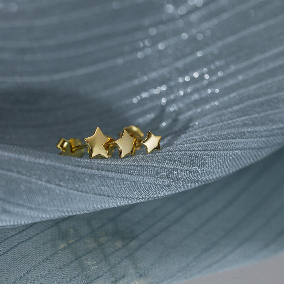 925 Sterling Silver Piercing Glossy Star Earrings For Women Pendientes Plata 925 Stud Earring 3pcs-set