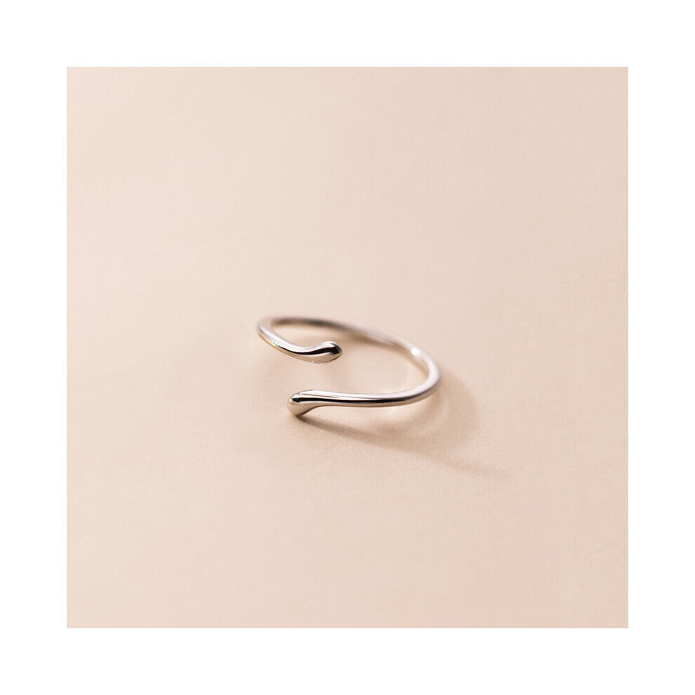 925 Sterling Silver Glossy Line Finger Ring for Women Golden Statement European Jewelry Accessories