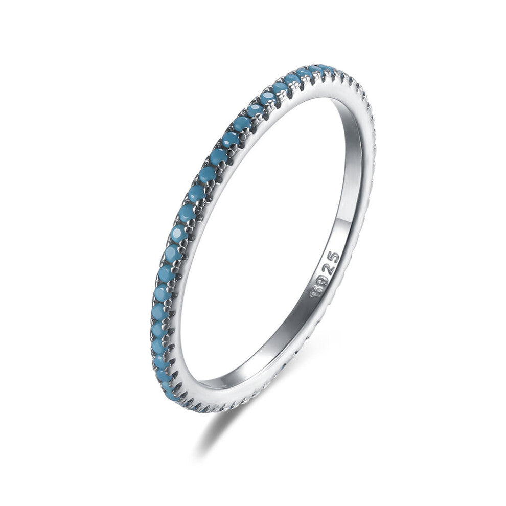 Kameraon 925 Sterling Silver Colorful CZ Thin Finger Rings 1.5mm Stack-able for Women Wedding Engagement Female Jewelry