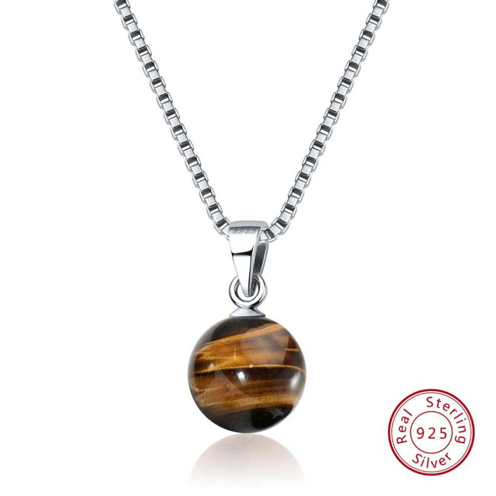 100% Real 925 Sterling Silver Necklaces&Pendants For Women Tiger's Eye Stone Pendants Female Jewelry SN87-H