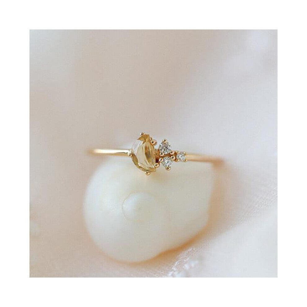 Inspiration Irregular Natural Small Grain Citrine Diamond Open Adjustable Ring Charm Women's Silver Jewelry