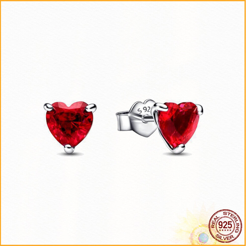 Radiant Sparkling Hearts Hoop Earrings925 Sterling Silver Women's Boutique Gift Anniversary