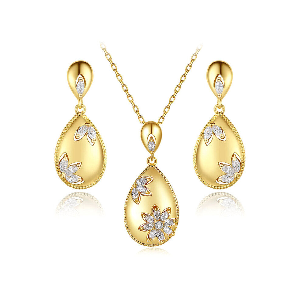 Kinel Hot 18K Jewelry Sets Glossy Dangle Earrings Necklace For Women High Ethnic Wedding Jewelry Set