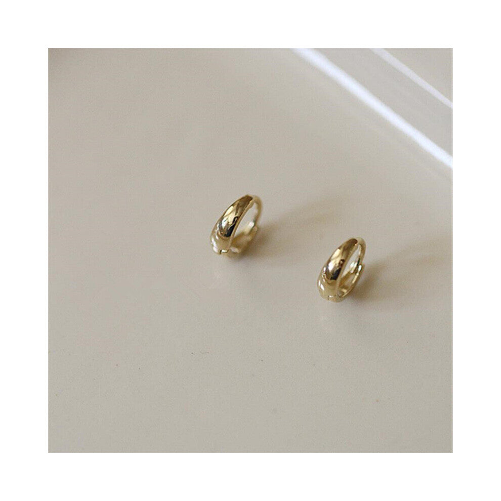 925 Sterling Silver 14k Plated Geometric Glossy Earrings for Women Temperament Jewelry Accessories