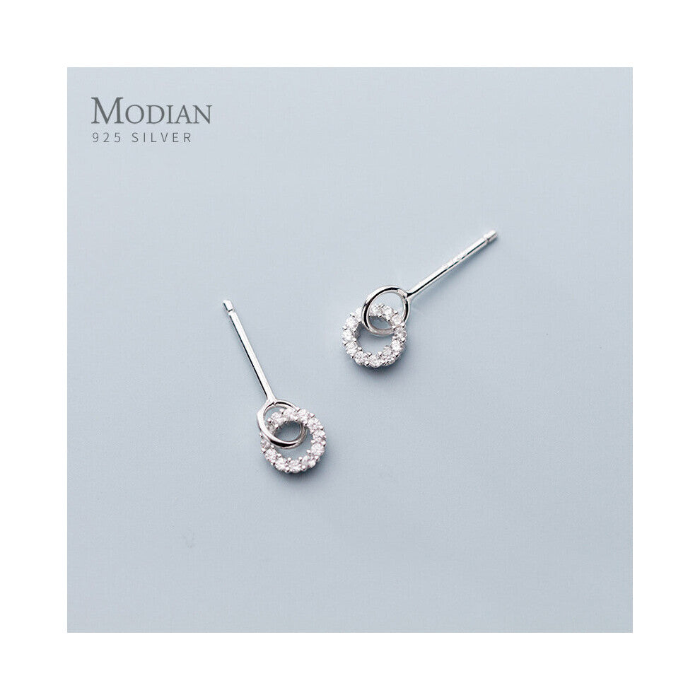 Clear Cubic Zirconia Swing Stud Earrings Charm Sterling Silver 925 Jewelry For Women Wedding 3 Earring