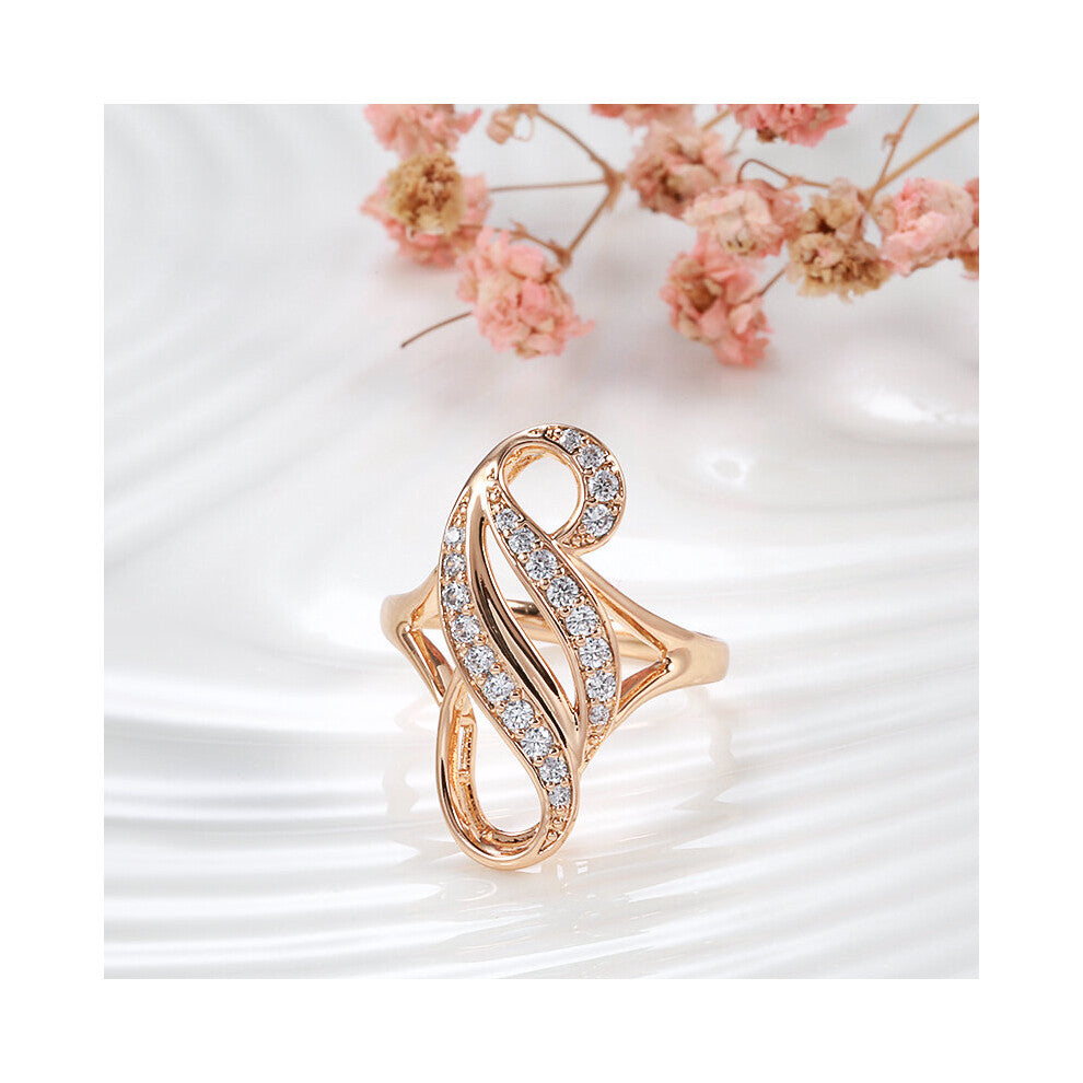 Rose Butterfly Zircons Rings for Women Protect Plating 585 Hollow Curve Rings Glossy Wedding Fine Jewelry