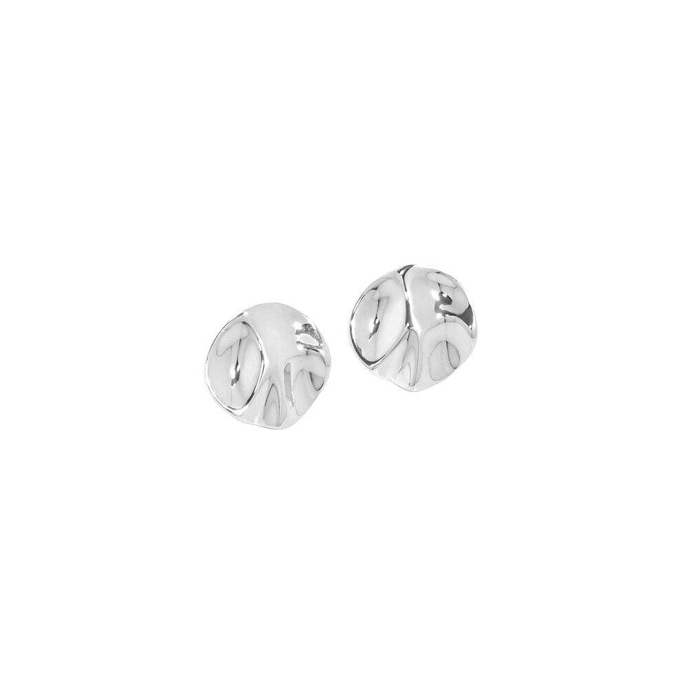 18k Plating Irregular Bump Stud Earrings For Women 925 Sterling Silver Glossy 12.3mm Round Earings Femme Fine Jewelry