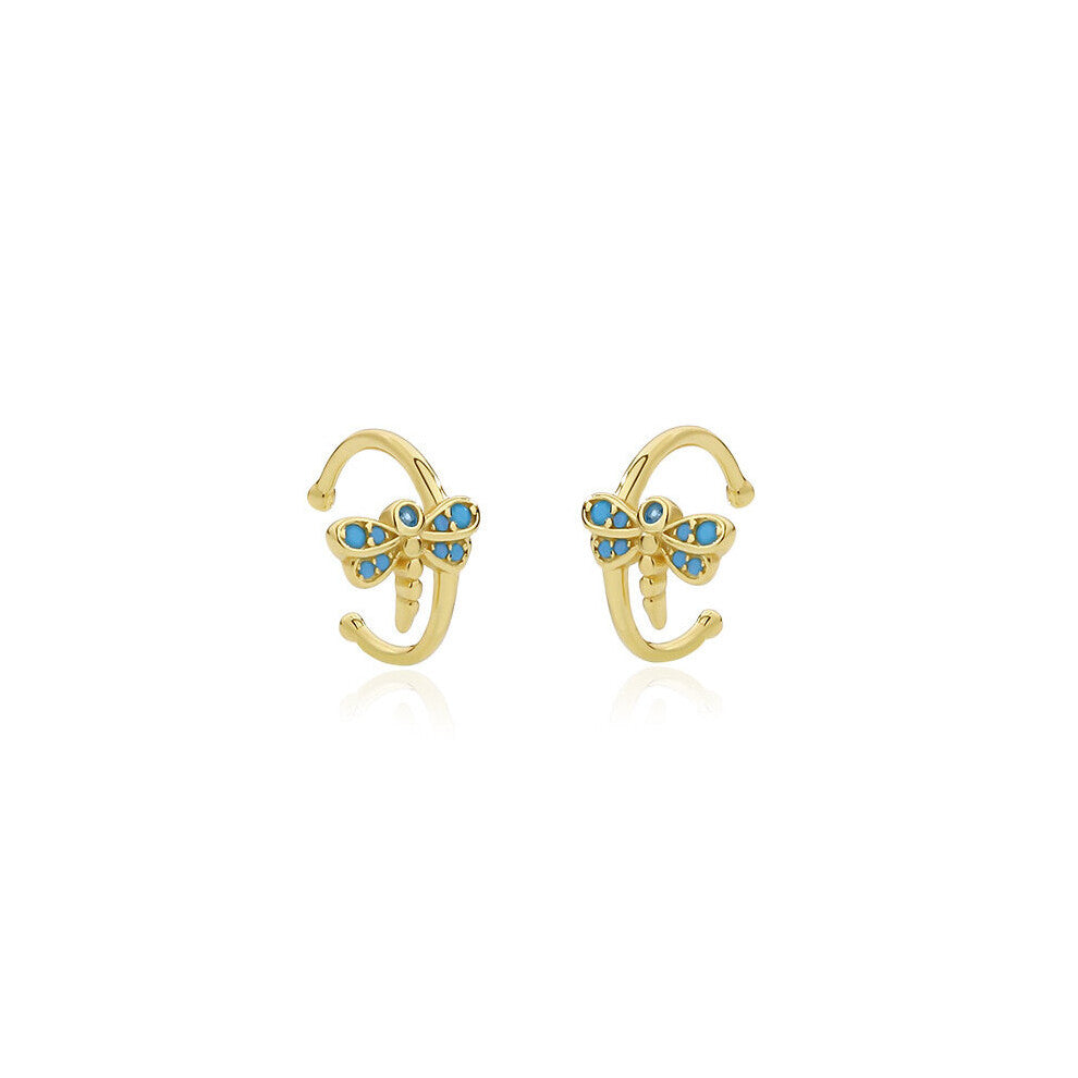 S'STEEL Turquoise Dragonfly Earrings For Women 925 Sterling Silver Zircon Earcuff Clip On Earings Jewelry