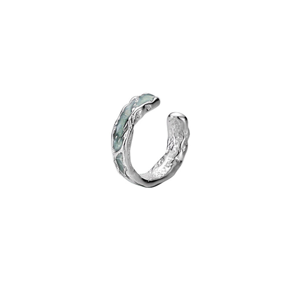 F.I.N.S Mint Green S925 Sterling Silver Enamel Stackable Round Hoops Clip Earrings No Ear Hole Catilage Fine Jewelry