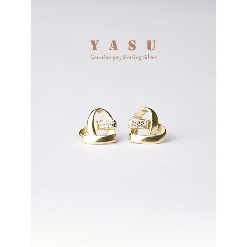 100% 925 Sterling Silver Jewelry Hollow Love Heart Stud Earrings Glossy Fine Jewelry Women's Accessories