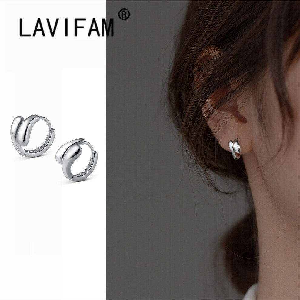 Pure 925 Sterling Silver Glossy Double Layer Water Drop Ear Buckle Earrings Hoops Women Small Summer Jewelry