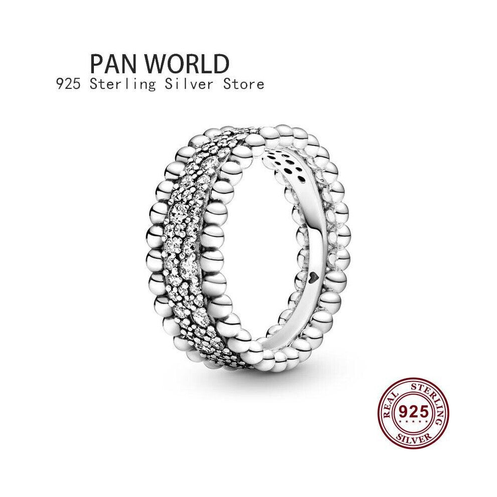 925 Sterling Silver Three Ring Intertwined Ring Snake Texture Snowflake Women's Pan Ring Suitable For Wedding