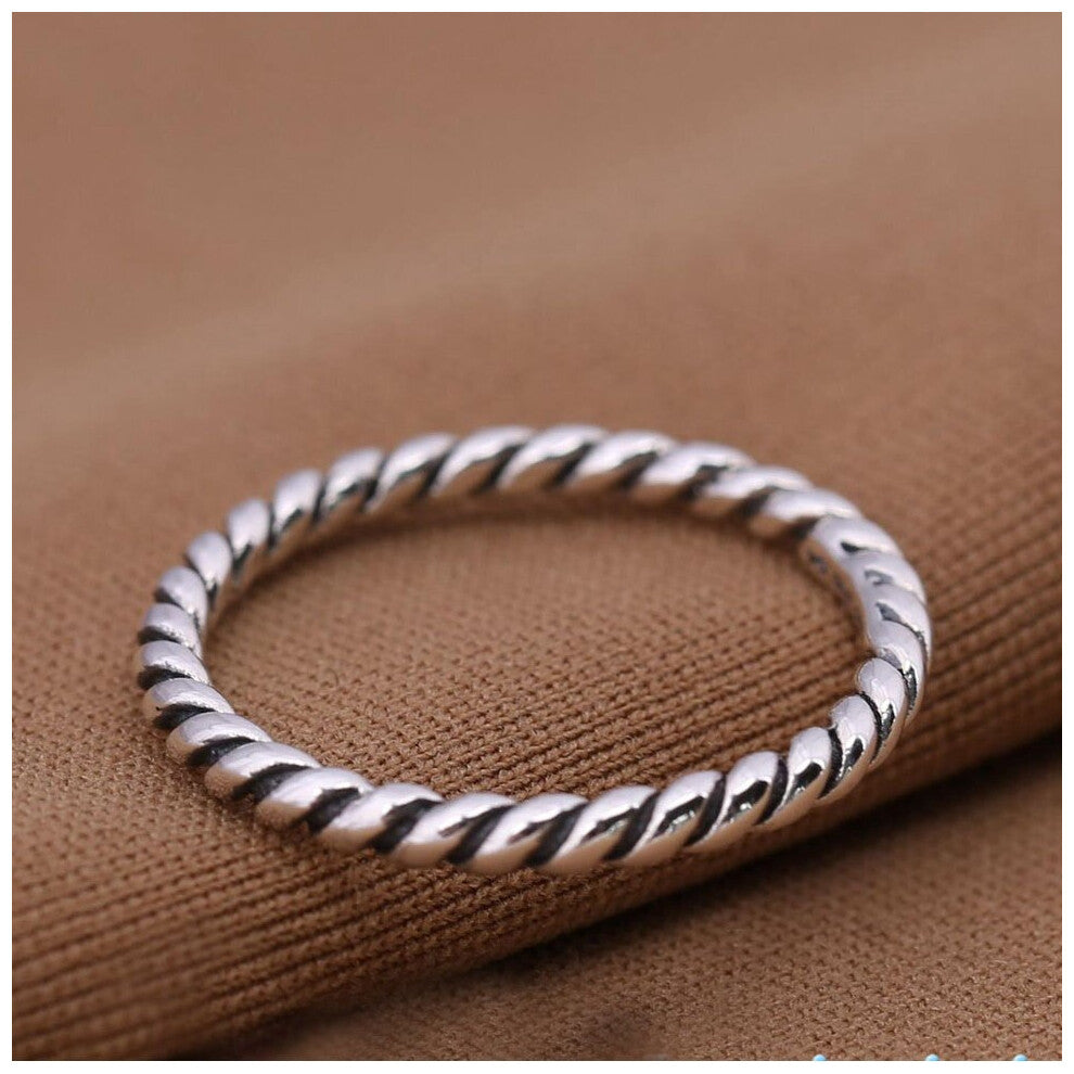 Solid 925 Sterling Silver Compatible With European Intertwined Twist Stackable Rings Jewelry