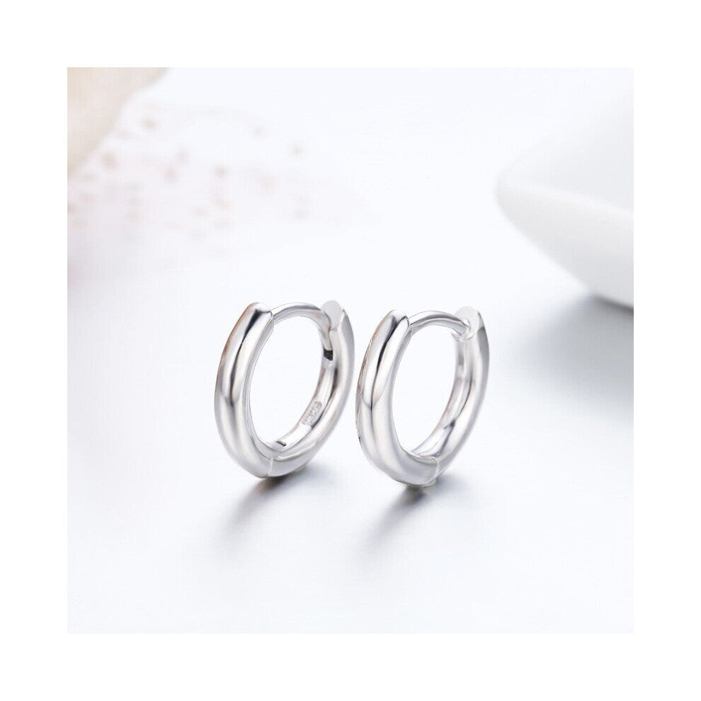 11mm 925 Sterling Silver Small Circle Loop Huggie Hoops Earrings For Women Jewelry Kids Baby Girls Cylinder Arose Aretes