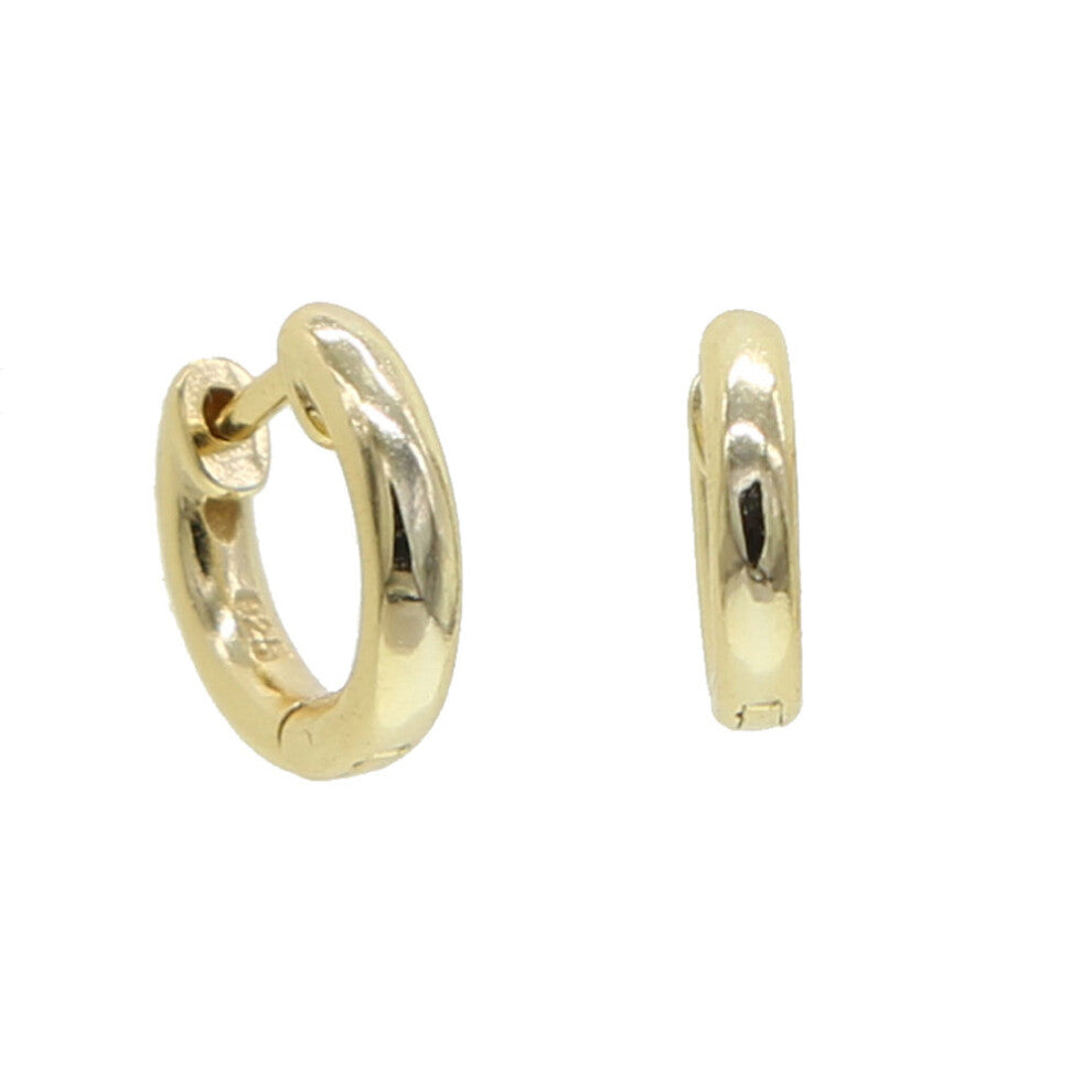 vermeil jewelry polished round circle huggie hoops 925 sterling silver minimal earring for lady