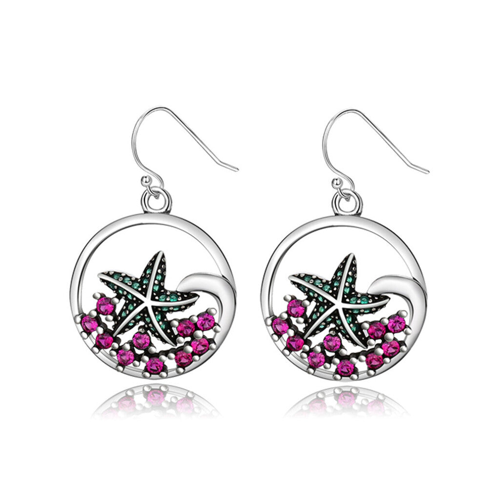 S925 Sterling Silver Earrings Drop Earrings Colorful Redwine Cup Zircon Earrings for Women Fine Party Jewelry