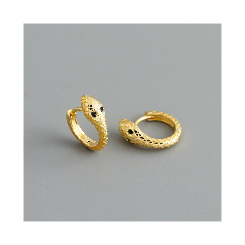 Bohemia Glossy Snake Huggie Earrings For Women 925 Sterling Silver French Hip Hop Rock Men Ear Buckle Animal Jewelry Gift