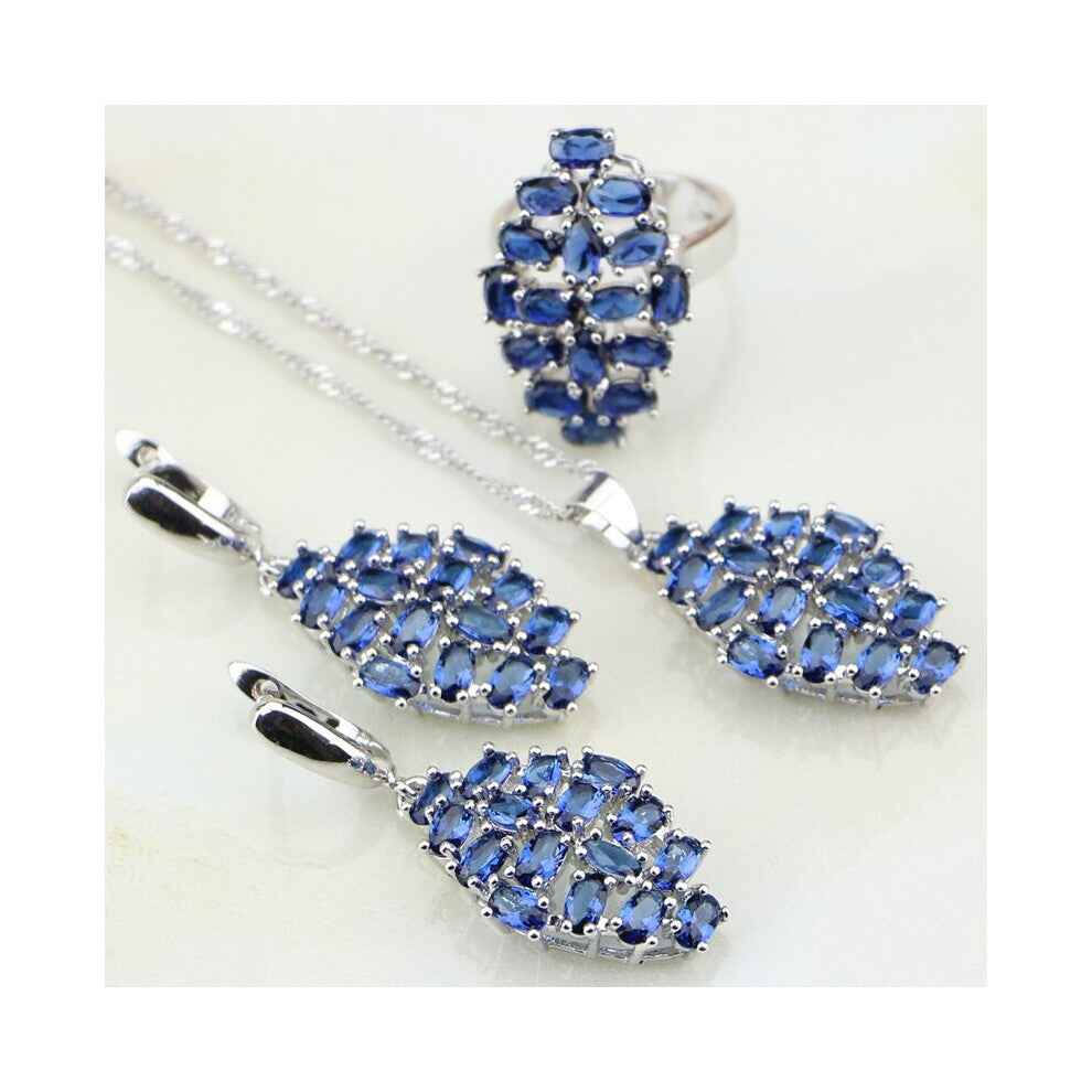 925 Sterling Silver Jewelry Sets Stones CZ Bridal Jewelry Sets Gift For Women Wedding Earring-Pendant-Necklace-Ring