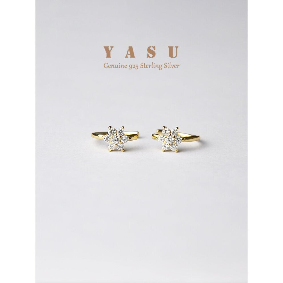 Yasu 925 Sterling Silver Earrings For Women Flower Ear Cuffs Without Puncture Wedding Party Fine Jewelry Gift