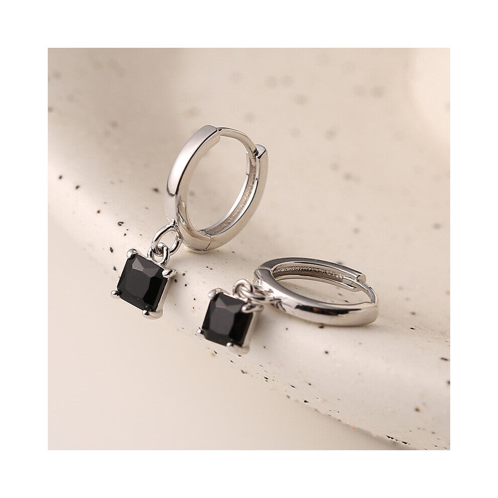 Real 925 Sterling Silver Small Hoop Earrings For Women Circle Hoops Earrings With Stone Fine Jewelry For Woman