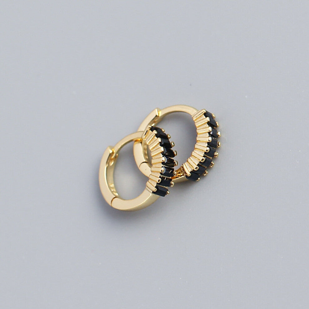 925 Sterlling Silver Pave Square Stone CZ Diamond Crystals Zircon Small Hoop Earrings for Women Sparkly Hoops Ear Rings