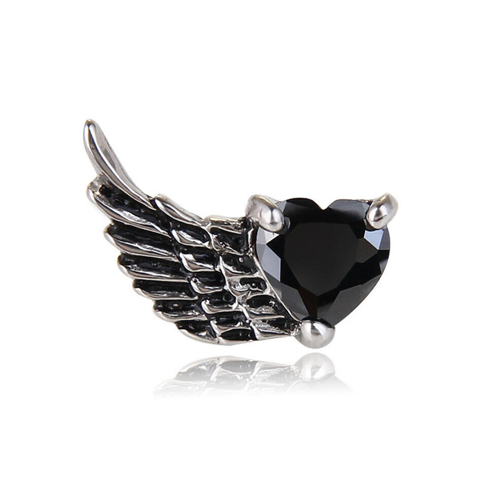 EG8267 Fine Jewelry WomanMan Birthday Wedding Gift Retro Angel Wings TitaniumSteel Stud Earrings1PAIR