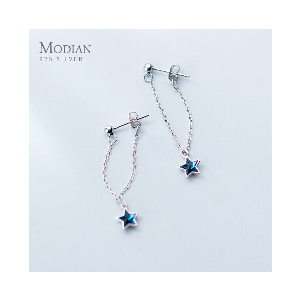 Hot Swing Crystal Stars Drop Earrings 925 Sterling Silver Sparkling Dangle Earrings For Women Jewelry