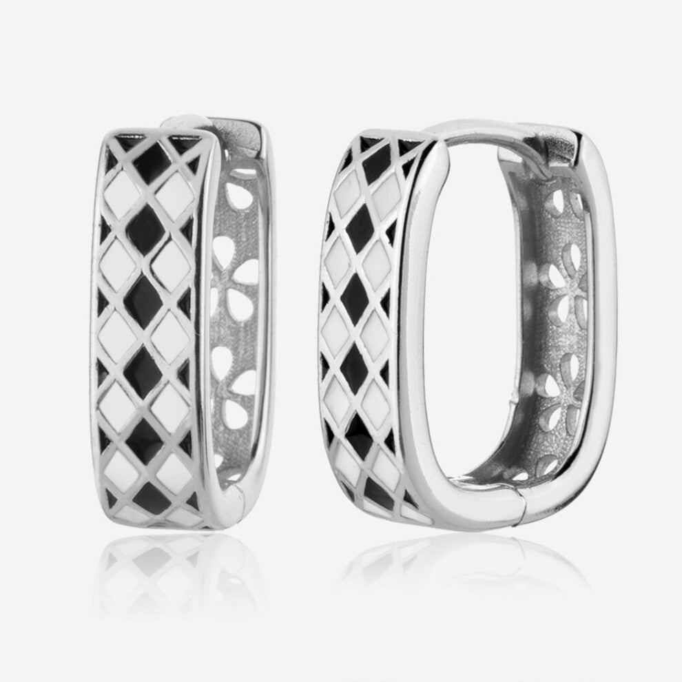 100% 925 Sterling Silver Enamel Hoops Ovals Women Ciecle Pendiente Circle Piercing Crystal Women Fine Jewellry