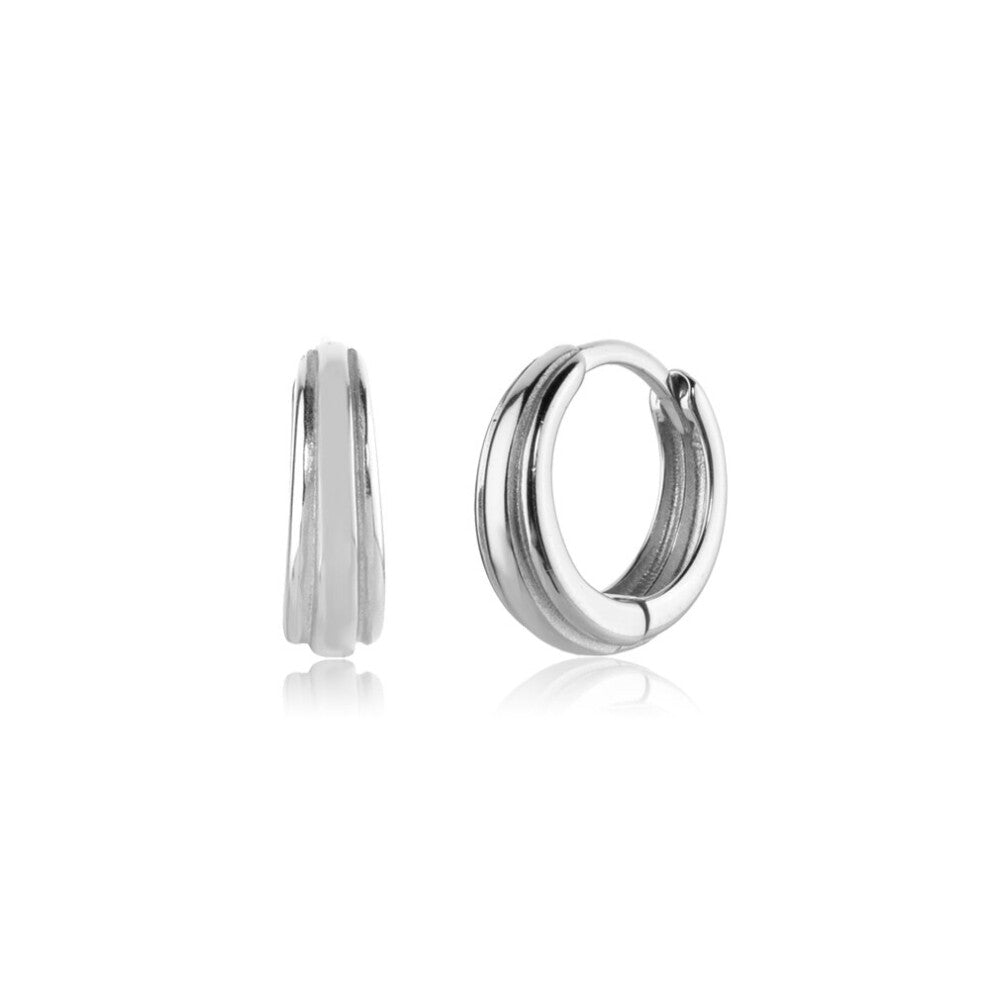 925 Sterling Silver Round Circle Thick Square Hoops Piercing Pendientes Jewelry Middle Party Rock Punk