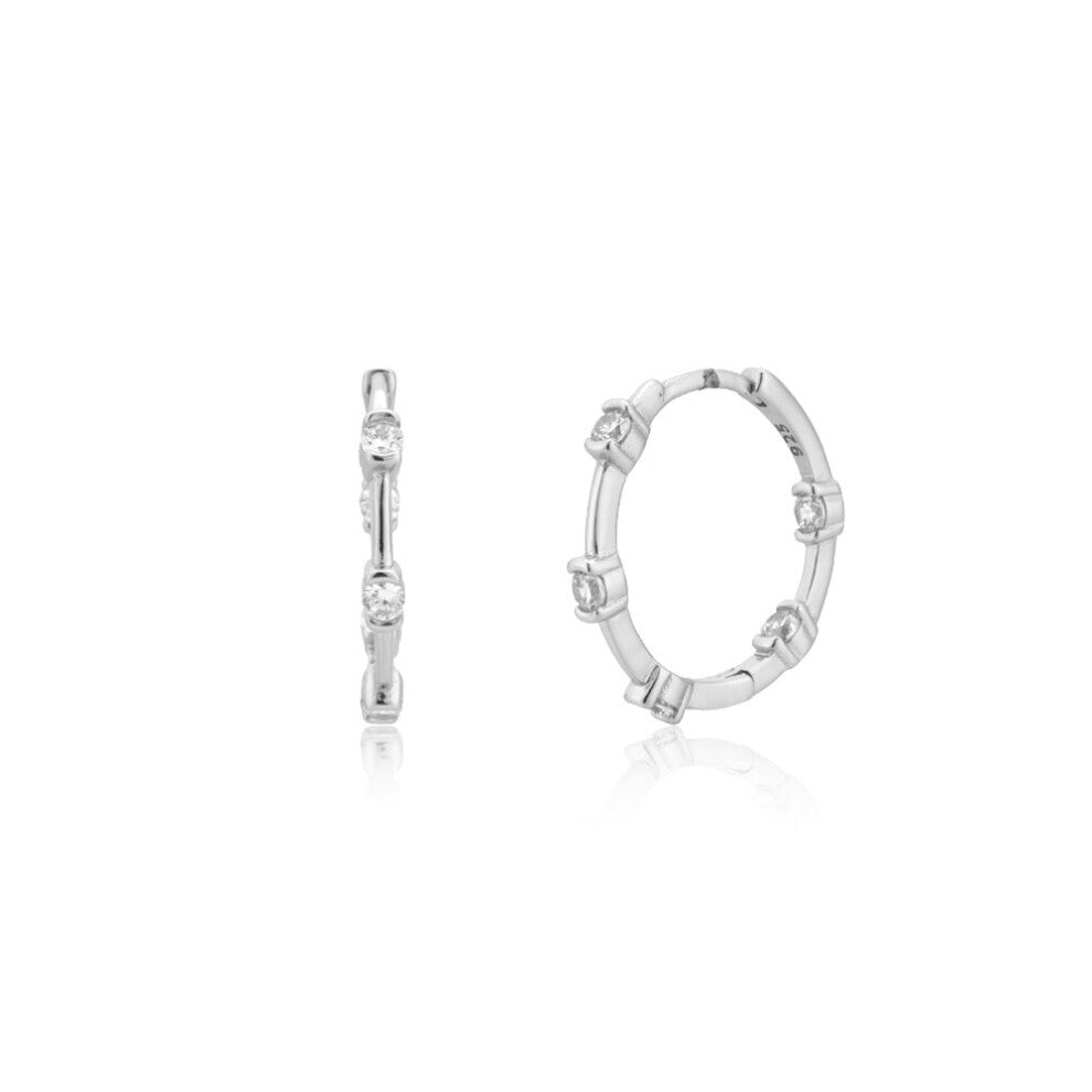 925 Sterling Silver 14.5mm Hoops Circle Crystal CZ Zircon Piericng Ohrringe Pendiente Jewelry Fine Jewels
