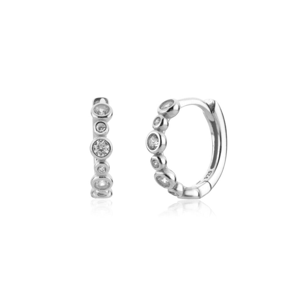 925 Sterling Silver 10mm Zircon CZ Charm Piercing Hoops Earring Circle Women Jewelry Clips Round Jewels