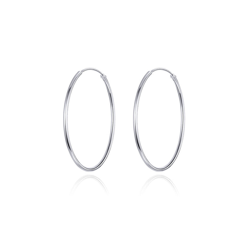 Hot 925 Sterling Silver Big Circle Hoops Earrings Round Stud Earrings For Women Party Silver Jewelry