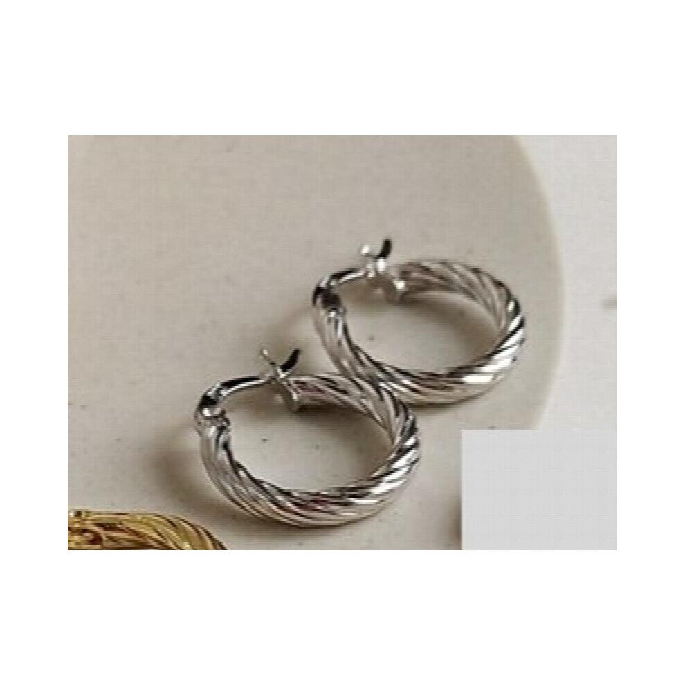 Twist Grain Hoop Earrings 2.5MM X 15MM -20MM Sterling 925 Silver Female Earrings Korea Jewelry Gift